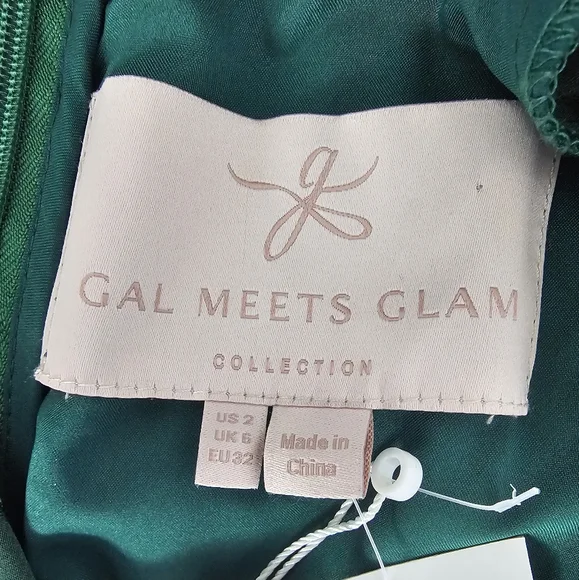 Gal Meets Glam Georgette Dress Maxi Holly Green Dress Size US 2 New With Tags